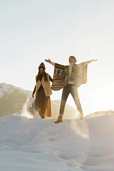 雪景婚纱照  浪漫夕阳